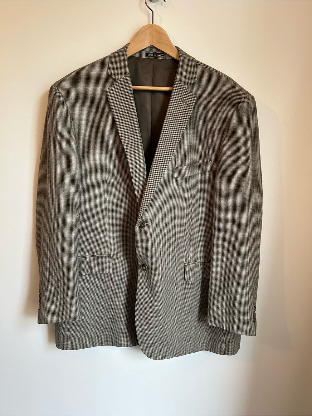 Zanetti Made Italy Men’s Houndstooth Blazer Jacket Lanificio Policarpo Fabric XL